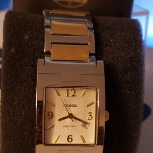 Men's Silver & Gold Fossil Watch